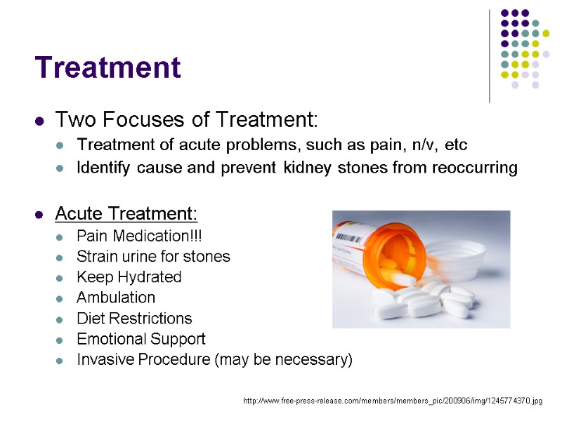 Treatment Two Focuses of Treatment: Treatment of acute problems, such as pain, n/v, etc